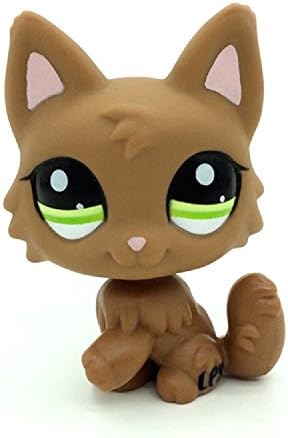 xinxin Littlest Pet Shop LPS Toys Dog Puppy Brown Wolf Fox Green Eyes Pink Ears #2440