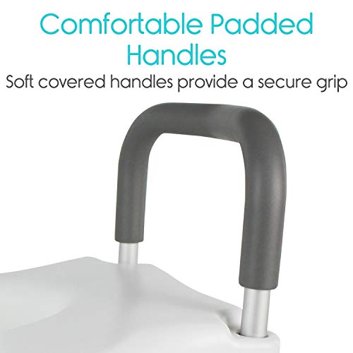 Vive Raised Toilet Seat 5" Portable, Elevated Riser with Padded Handles Elongated and