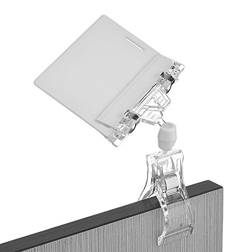 20PACK Clear Plastic Rotatable POP Clip-on Style Merchandise Sign Display Clip Tag Holders