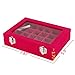 Pasutewel Earring Storage Case 24 Compartments Ring Velvet Display Case Box Earring Ring Organizer Velvet Jewelry Tray Cufflink Storage Showcase with Clear Glass Lid Hot Pink
