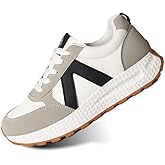 Chouiss Sports Shoes for Women Athletic Walking Shoes Color Block Platform Classic Lace-up Shoes for Walking,Running,Shopping
