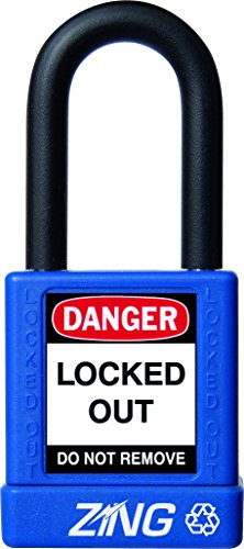 ZING 7033 RecycLock Safety Padlock, Keyed Alike, 1-1/2" Shackle, 1-3/4" Body, Blue