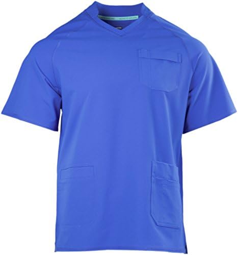 AEGLE GEAR Men's Scrubs Top, Fluid Repellent + Antimicrobial Healthcare Clothing, Royal Blue, Large