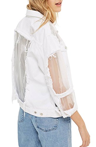 Buy Topshop Organza Ripped Denim Jacket 