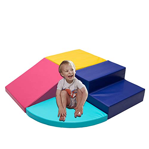 HSQQ Kids Indoor Climber&Crawl Soft Play Structure Baby Nugget Couch 4Piece Large Soft Foam