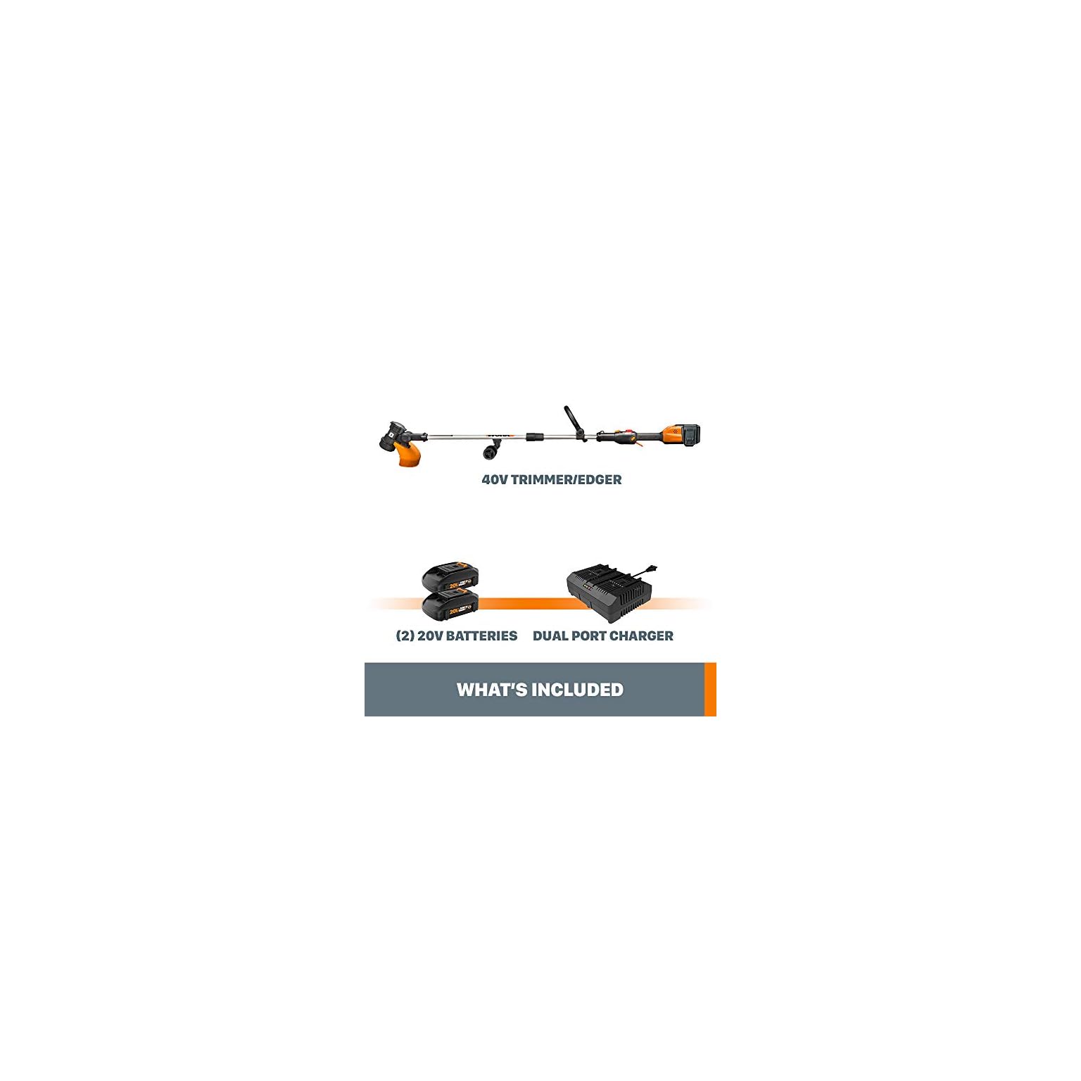 WORX WG184 40V (2.0Ah) 13" Cordless Grass Trimmer/Edger with in-Line