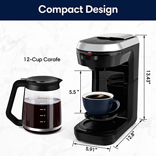 Dual Brew Coffee Maker, 12 Cup Programmable Coffee Machine and Single Serve Brewer with Glass