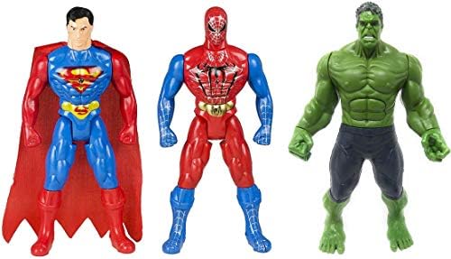 JINKRYMEN Spiderman Superman and Hulk Hero Figures (Multicolour) - Pack of 3