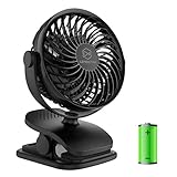 Battery Operated Clip on Fan and Desk Fan 2 in 1, Rechargeable Battery Fan Portable Baby Stroller Fan, USB or Battery Powered, Small Personal Fan with 4 Speeds for Office, Dorm and Outdoor Activity