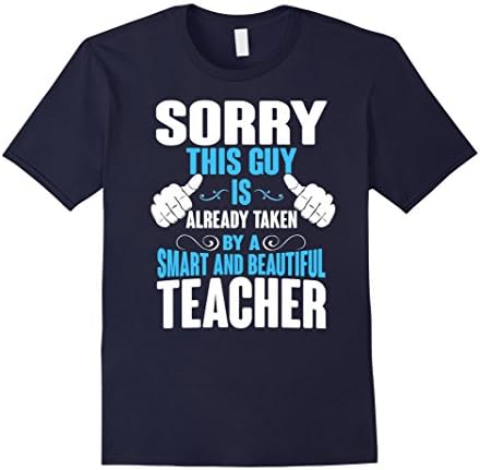 Men's This Guy is Taken by a Teacher Tshirt, Husband, Boyfriend Medium Navy