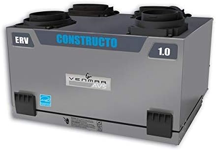 Venmar Constructo 1.0 ERV (#41504). 105CFM, Side Ports Energy Recovery Ventilator