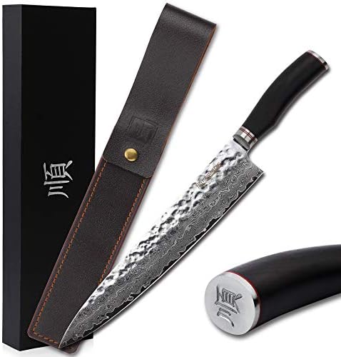 YOUSUNLONG Damascus Stainless Steel - Ergonomic 12 Inch Chef's Knife-Japanese VG10- High Carbon Stainless Steel-Sharp Blade -Ebony Handle- for Cutting Meat,Fruit and Vegetables SL-DK10913BUS