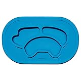 Silicone Placemat Highchair Feeding Tray Food Placemat for Kids, Toddlers and Children - Cute Pet Dog Silicone Plate, Non Slip Suction Plate Bowl (Blue)