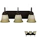 Three Globe Bathroom Vanity Light Bar Bath Fixture, Oil Rubbed Bronze with Frosted Glass and Tinted Highlights