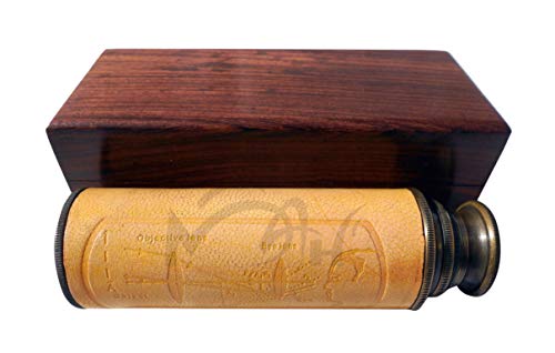 MAH 12 Inch Brass Ship Captain Telescope/Spyglass with Wooden Box. C-3132