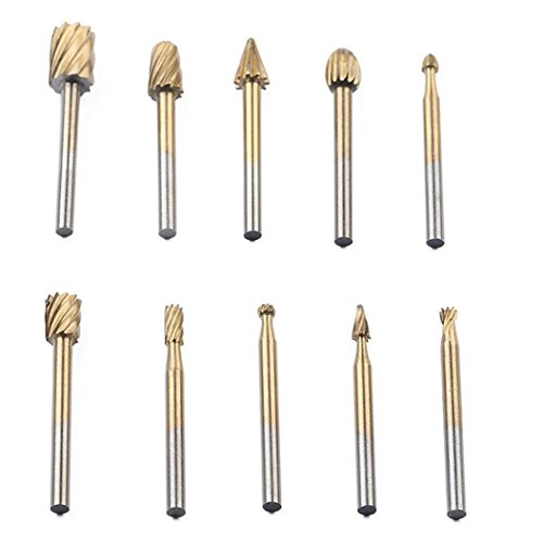 image for Tsmile 10 Pcs/Set Shank Router Bits Milling Cutter Fit Dremel Rotary T
