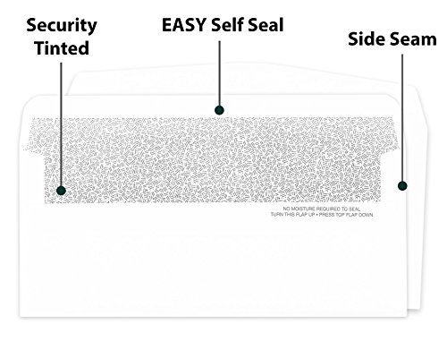 500 Self Seal Envelopes, WindowLess Design, Security Tinted, #10 [White-24 LB] Tint Pattern for Secure Personal And Business Mailing, Size 4 1/8 x 9 1/2, Side Seam ~Pack of 500~ Excellent Printability - Thumbnail 3