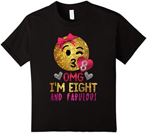 Kids Girls 8th Birthday Emoji Gift - OMG! I'm Eight and Fabulous 10 Black