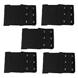 5 Pcs Black Dual Rows Adjustable Bra Extender Hook w Eye Tape