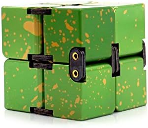 Metal Infinity Cube, Gazeto Durable Aluminum Alloy Decompression Toys, Pressure Reduction Educational Toys Stress Relief Toy Games Square Cube for Adult and Children, Sky Type, Green