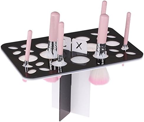 Makeup Cosmetic Foundation Brushes Tree Dryer Organizer Holder Hanger Stand (Black+White)