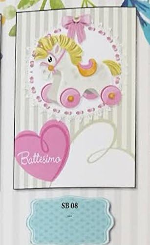 Marpimar Biglietto Auguri Battesimo Bambina Con Cavallo A Dondolo Rosa Amazon It Casa E Cucina