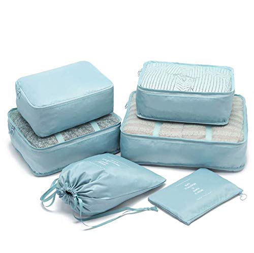 EFAILY Lightweight Luggage Packing Organizers 6 pcs Luggage Packing Organizers Packing Cubes Set for Travel (Light blue)