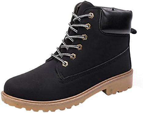 Winter Men Boots, ✽ANGLIN✽ Ladies Flat Ankle Lace Up Winter Warm Snow Boots (10.5, Black B)