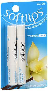 Softlips Lip Protectant/Sunscreen SPF 20, Value Pack, Vanilla 2 Each (Pack of 2)