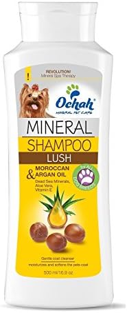 Ochah All-Natural Mineral Salt Pet Shampoo- Lush Moroccan Argan Oil, Aloe Vera, Vitamin E- Soothes, Hydrates Heals Your Pet’s Sensitive Skin- 16.9oz