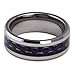 King Will GENTLEMENT 8mm Blue and Black Carbon Fiber Tungsten Carbide Ring Wedding Band Polished Finish