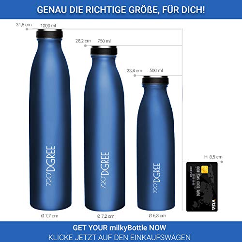 [- Edelstahl Trinkflasche “milkyBottle“ - 500ml, 750ml, 1l | Premium Isolierflasche Per