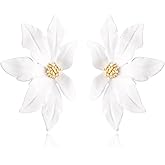 KaFu Elegant Large Metal Flower Dangle Drop Earring Boho Flower Earrings Statement Jewelry for Women Girl Wedding Party Jewelry