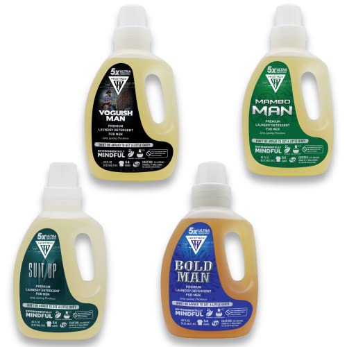 Hiketron 5X Ultra Concentrated, Long Lasting Scented Liquid Laundry Detergent for Men, Masculine Scents - 4 Pack (160 fl oz, 216 Loads)