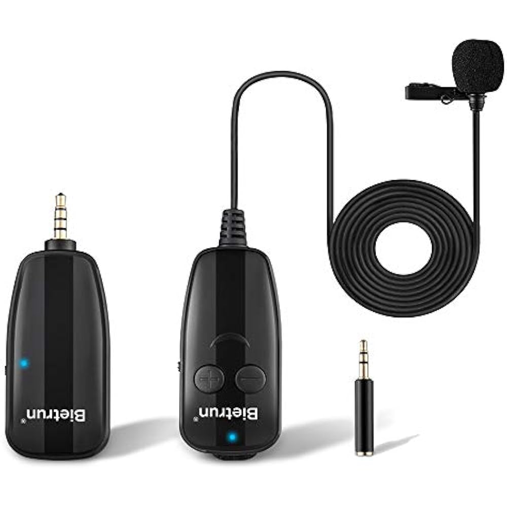 Wireless Lavalier Microphone, Portable Rechargeable UHF Lapel Clip On