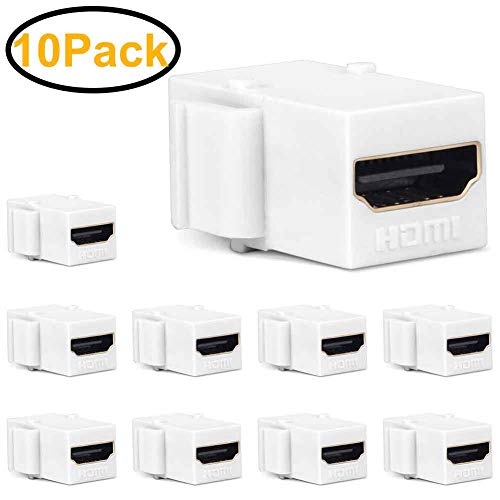 MOERISICAL Keystone HDMI, 10 Pack HDMI Keystone Jack Insert Female to Female Coupler Adapter (10 Pack, White)