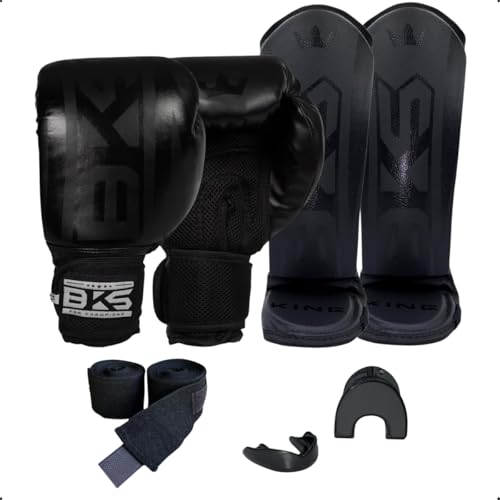 Kit Luva De Boxe Kickboxing Muay Thai + Caneleira + Protetor Bucal Moldável + Bandagem 3 Metros