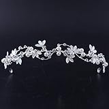 SNOWH Pearl Crown Tiara, Rhinestone Wedding Crowns Princess Birthday Tiaras, Bridal Headpiece Hair Accessories for Women and Girls