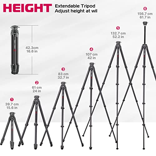 ULANZI Zero Y Travel Tripod, Camera Tripod Carbon with 360° Panorama Ball Head and Arca Quick Rlease, Photograhy Tripod with Detachable Center Column, 18kg Load Capacity for All DSRL Cameras