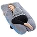 AngQi Pregnancy Pillow U-Shaped, Full Body Pillow for Pregnant Women, with Maternity Pillow Velvet Cover, Grey-Blue…
