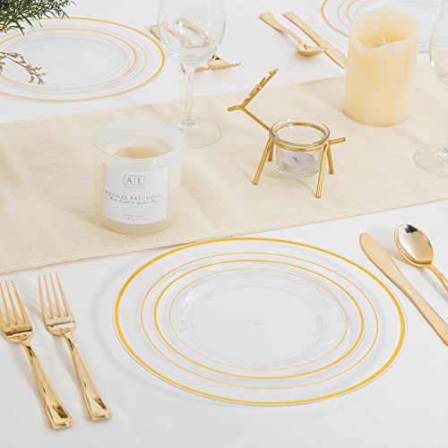 I00000 96 Pcs Plastic Gold Plates, Gold Disposable Plates Includes 48