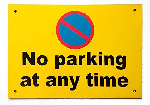No Parking Sign A4 A3 3mm Black Foamex Various Signs Yellow Black & Motif (A3 NoP at Any TIME)