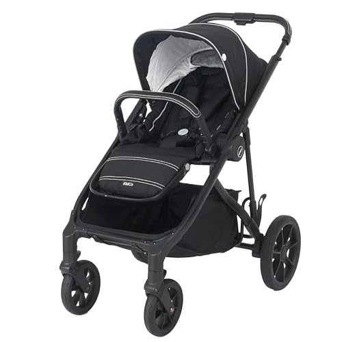 KidCo Uno+ Luxury Single to Double Newborn to Toddler Convertible Stroller System, Portable & Collapsable - Allegra Black