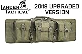 Lancer Tactical Rifle Case 600D Polyester Double Long Rifle Bag Tactical Gun Case Accessory Pouches Secondary Gun Compartment Lockable for Hunting Shooting (Olive DRAB Green, 36" INCH)