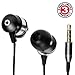 GOgroove AudiOHM HF Earbud Headphones with Mic, Deep Bass, & Comfortable Ear Gels (Black) in-Ear Earphones Featuring Noise Isolating Design, Durable Alloy Driver Housing, Ergonomic Angled Fit