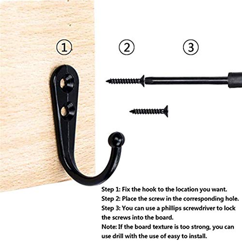 Small Hooks,Coat Hooks,40 Pieces Wall Mounted Hook Robe Hooks and 80 Pieces Screws,Black