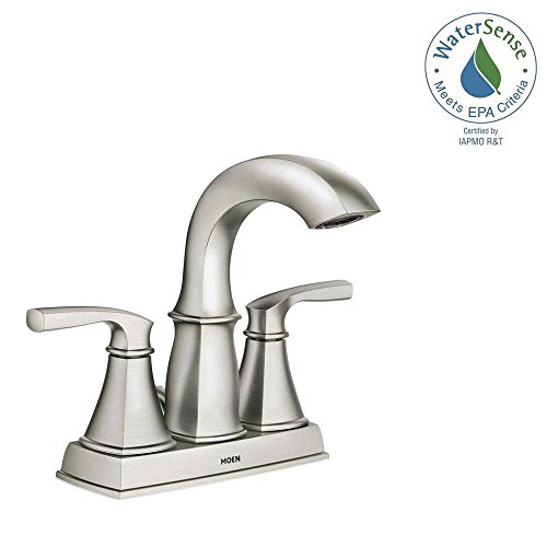 MOEN Hensley 4 in. Centerset 2-Handle Bathroom Faucet Featuring Microban Protection in Spot Resist Nickel