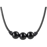 Anjiucc Lucky Beads Choker Necklace, Gemstone Pendant Necklace Cord with Adjustable Wax Rope, Crystal Beaded Choker for Men Women