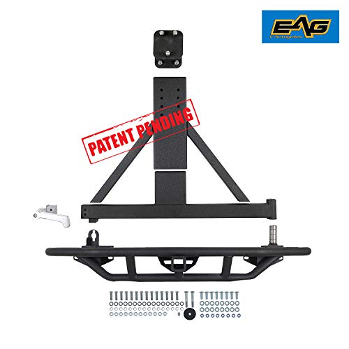 EAG Tubular Rear Bumper with Tire Carrier Black Fit for 8706 Wrangler