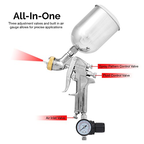 Neiko 31215A HVLP Gravity Feed Air Spray Gun | 1.7mm Nozzle Size | 600cc Aluminum Cup